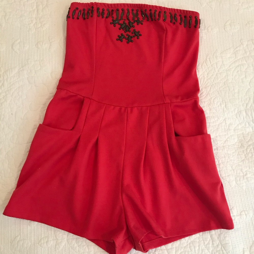 Carmin Los Angeles Red Tube Top Style Romper L
